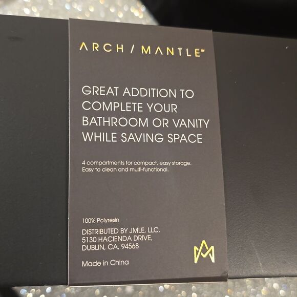 Arch/Mantle Multi-Functional Marble Counter Organizer- Black - Picture 7 of 8